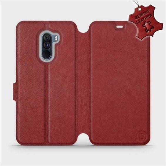 Etui ze skóry naturalnej do Xiaomi Pocophone F1 - wzór Dark Red Leather