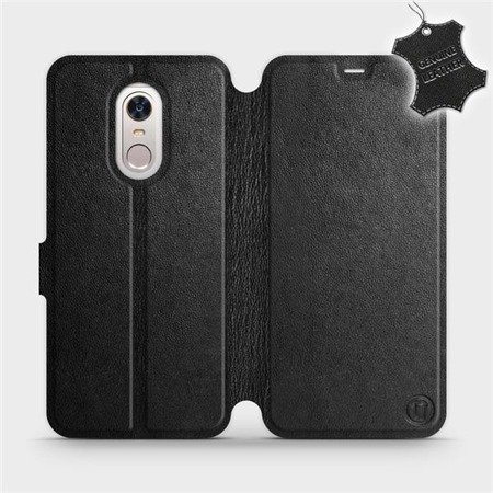 Etui ze skóry naturalnej do Xiaomi Redmi 5 Plus - wzór Black Leather