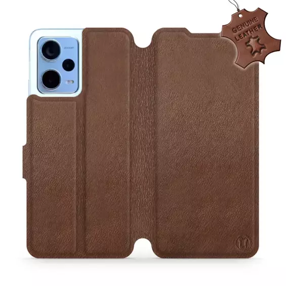 Etui ze skóry naturalnej do Xiaomi Redmi Note 12 5G - wzór Brown Leather