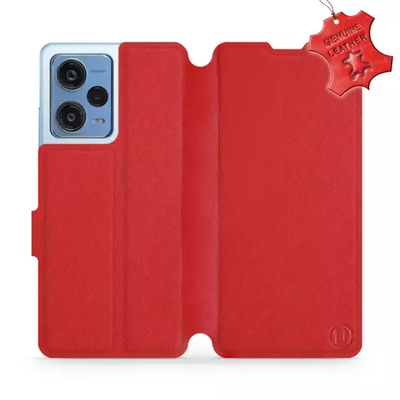 Etui ze skóry naturalnej do Xiaomi Redmi Note 12 Pro 5G - wzór Red Leather